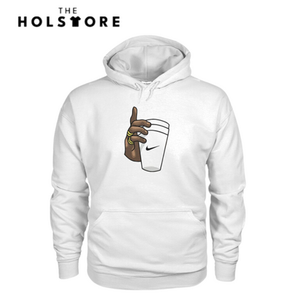 Stylish Hand WIth Cup Printed Hoodie - Three Colors